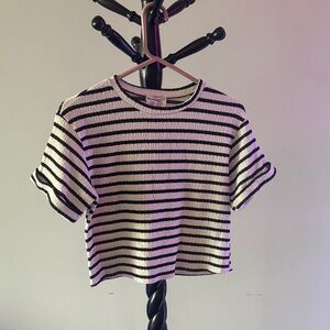 French Pastry Black and White Striped Top